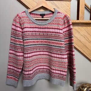 Talbots Fair Isle Sweater M Cabin Cozy Preppy Boho Cottagecore Feminine Nordic